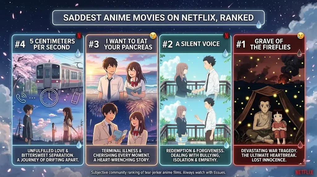 10 Saddest Anime Movies on Netflix, Ranked