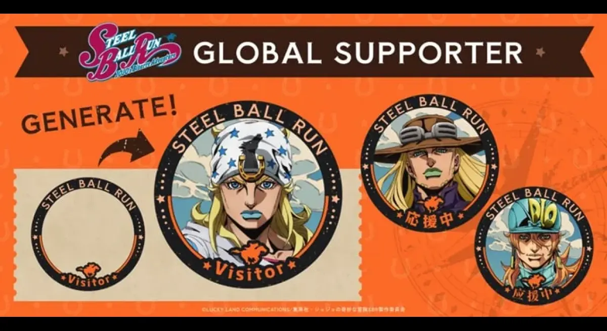 "Multilingual "Steel Ball Run" Support Icon Frames for JoJo Part 7"