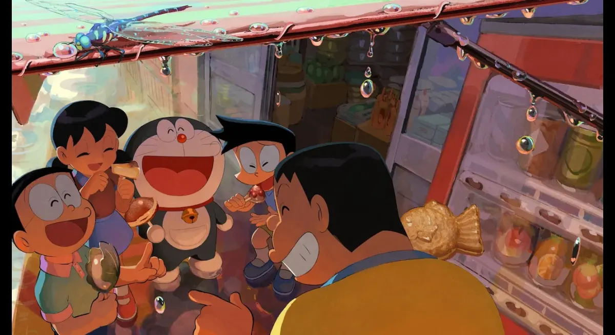 "Doraemon's Adventure Ends: Gathering After Triumph"