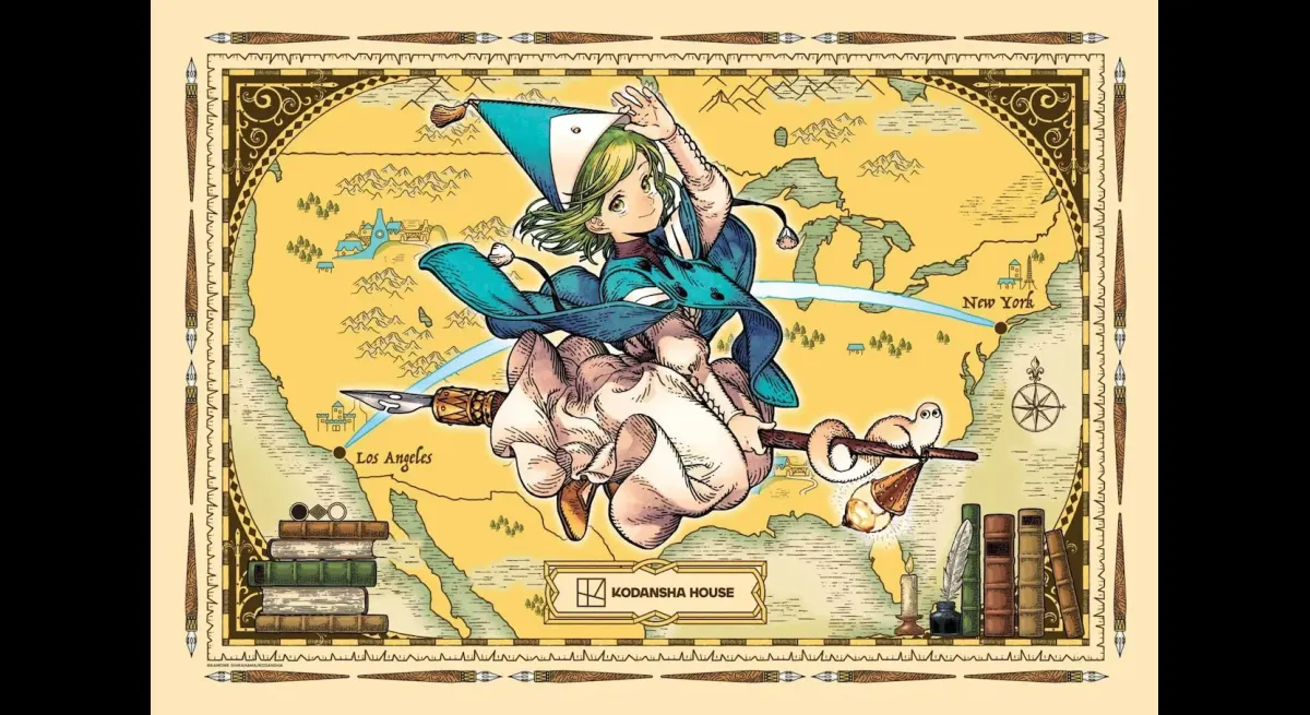 KODANSHA HOUSE LA Event: "Pointed Hat Atelier" Illustration - Koko Soaring Over North America