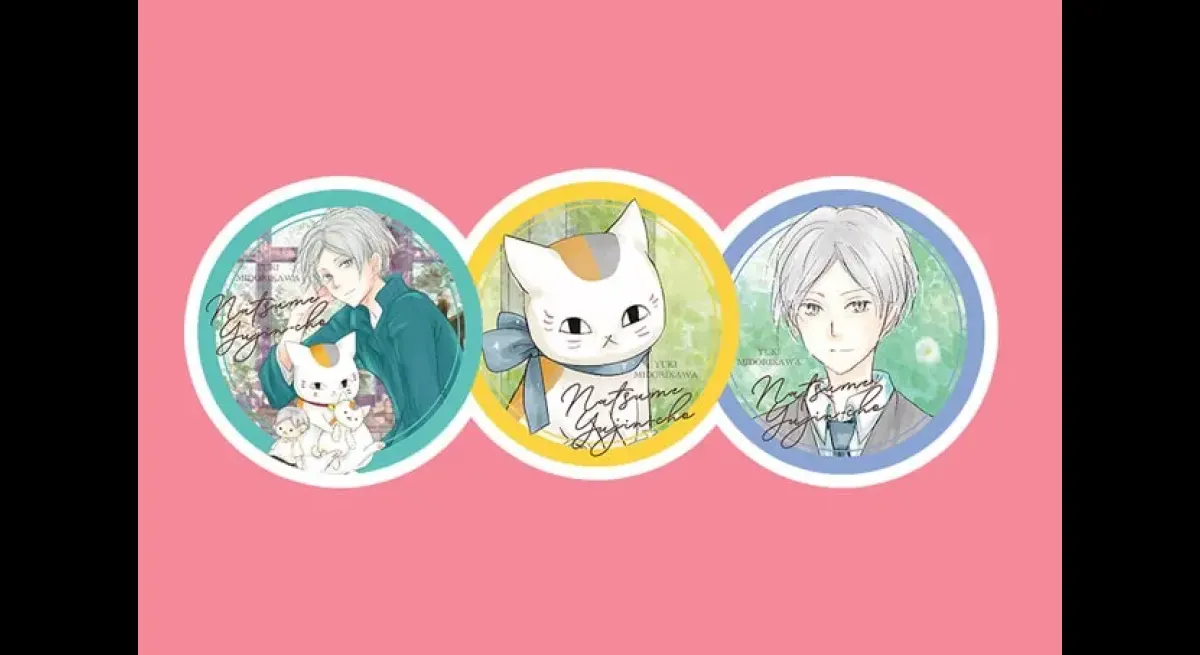 "Natsume's Book of Friends" tin badges in LaLa: 3 random designs