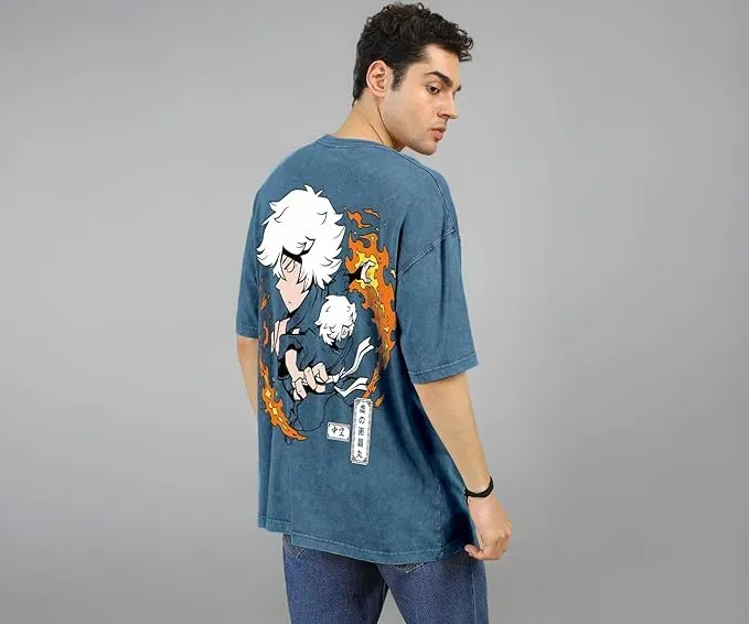 Gabimaru Hell's Paradise Oversized Anime T-Shirt Denim Blue