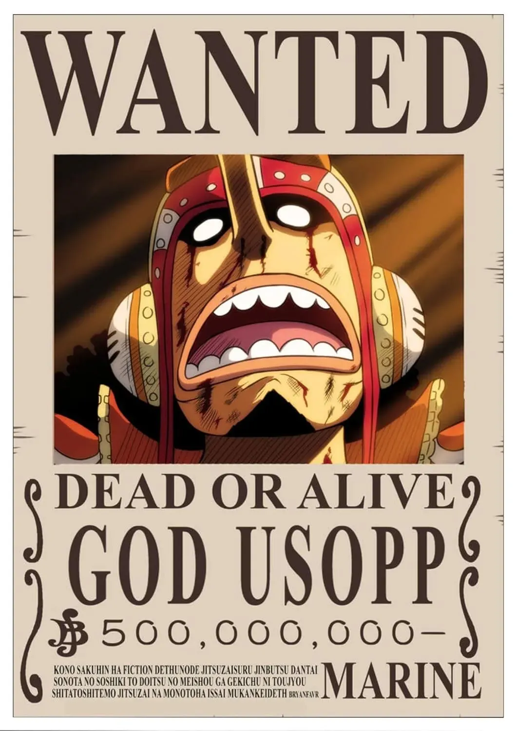 One Piece Usopp Wanted Bounty Poster A4 | Anime Wall Art Decor