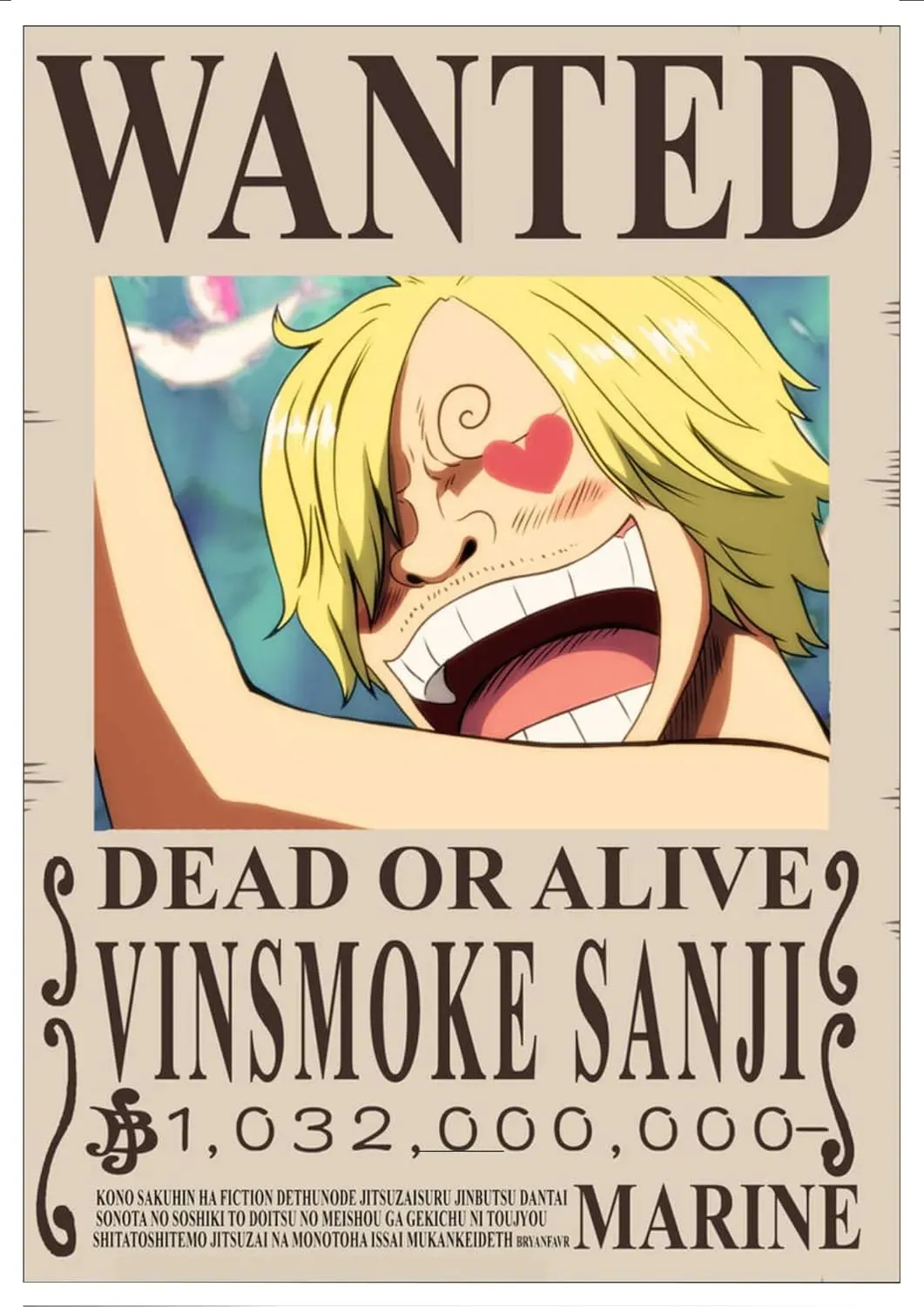 One Piece Sanji Wanted Poster Wall Art | Anime Decor