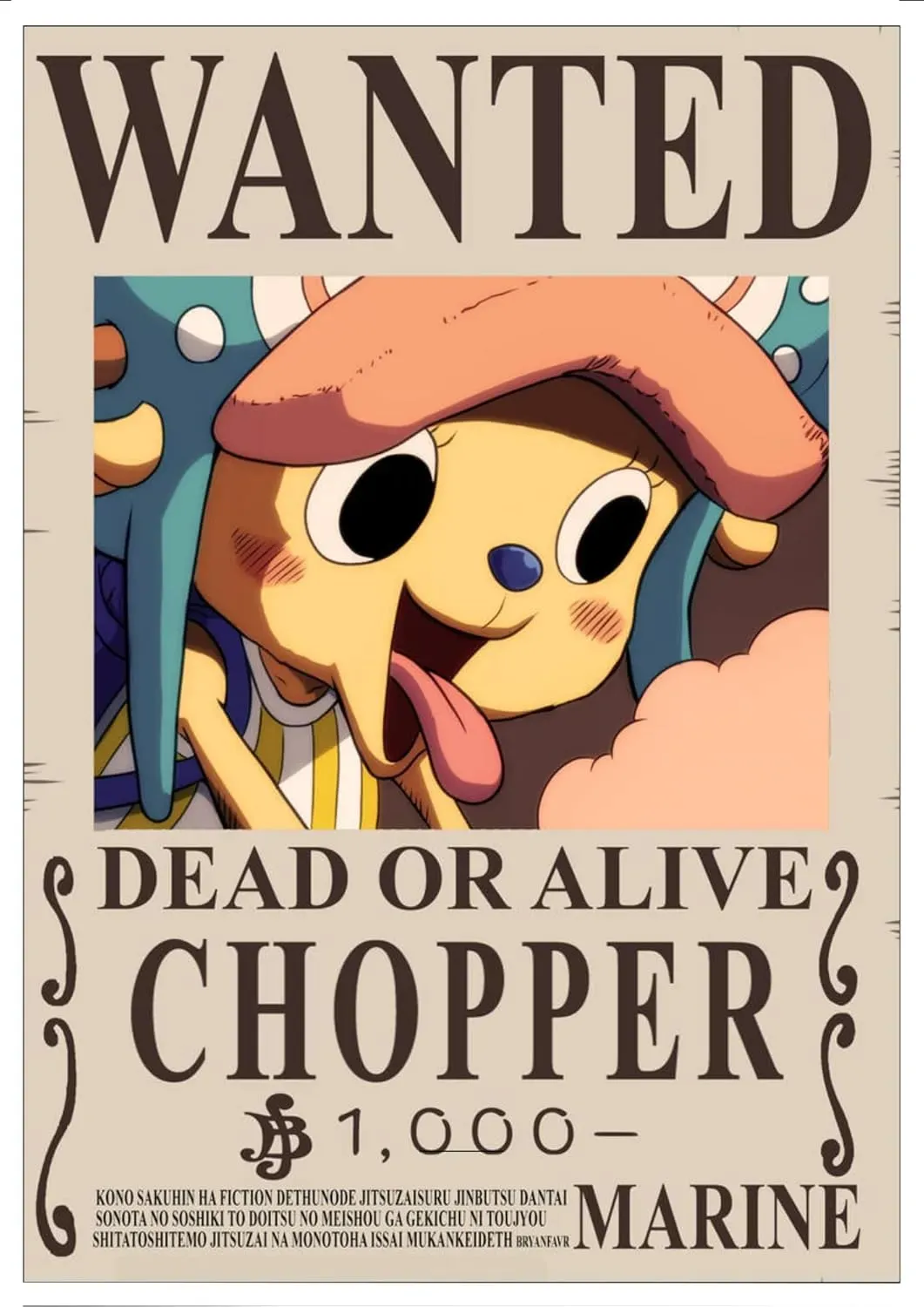 One Piece Chopper Wanted Poster Wall Decor – A4 Anime Poster