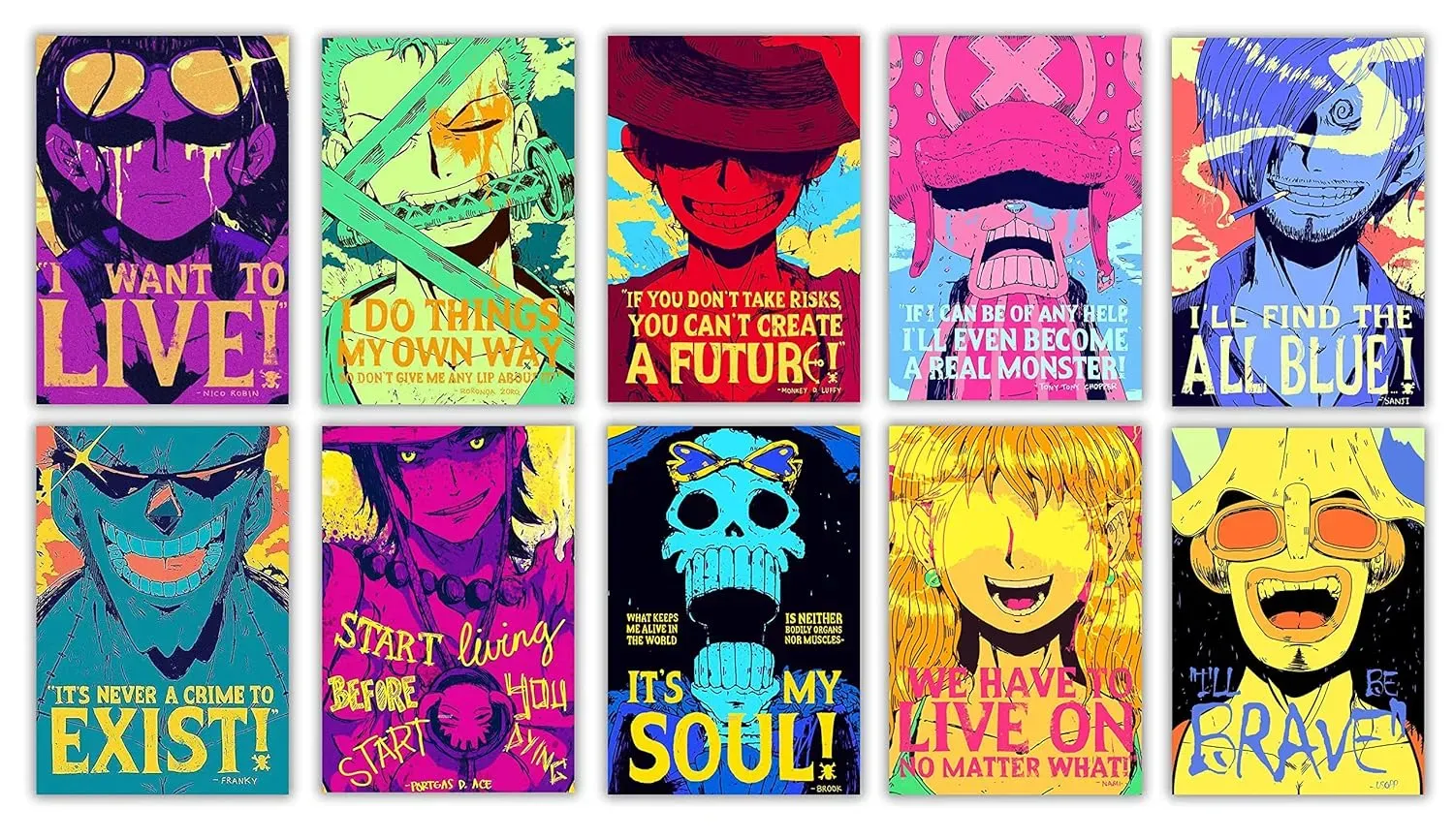 One Piece Straw Hats A4 Wall Posters | Set of 10 HD Anime Prints