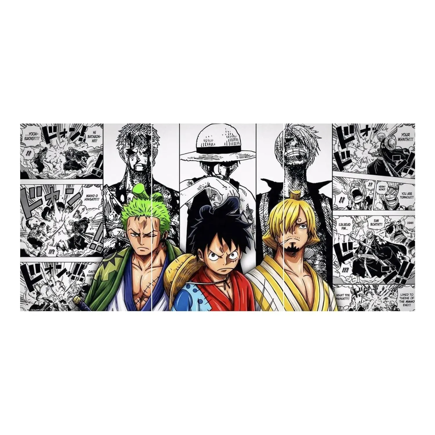 One Piece Luffy Zoro Sanji Panoramic Wall Art Set - 3PC