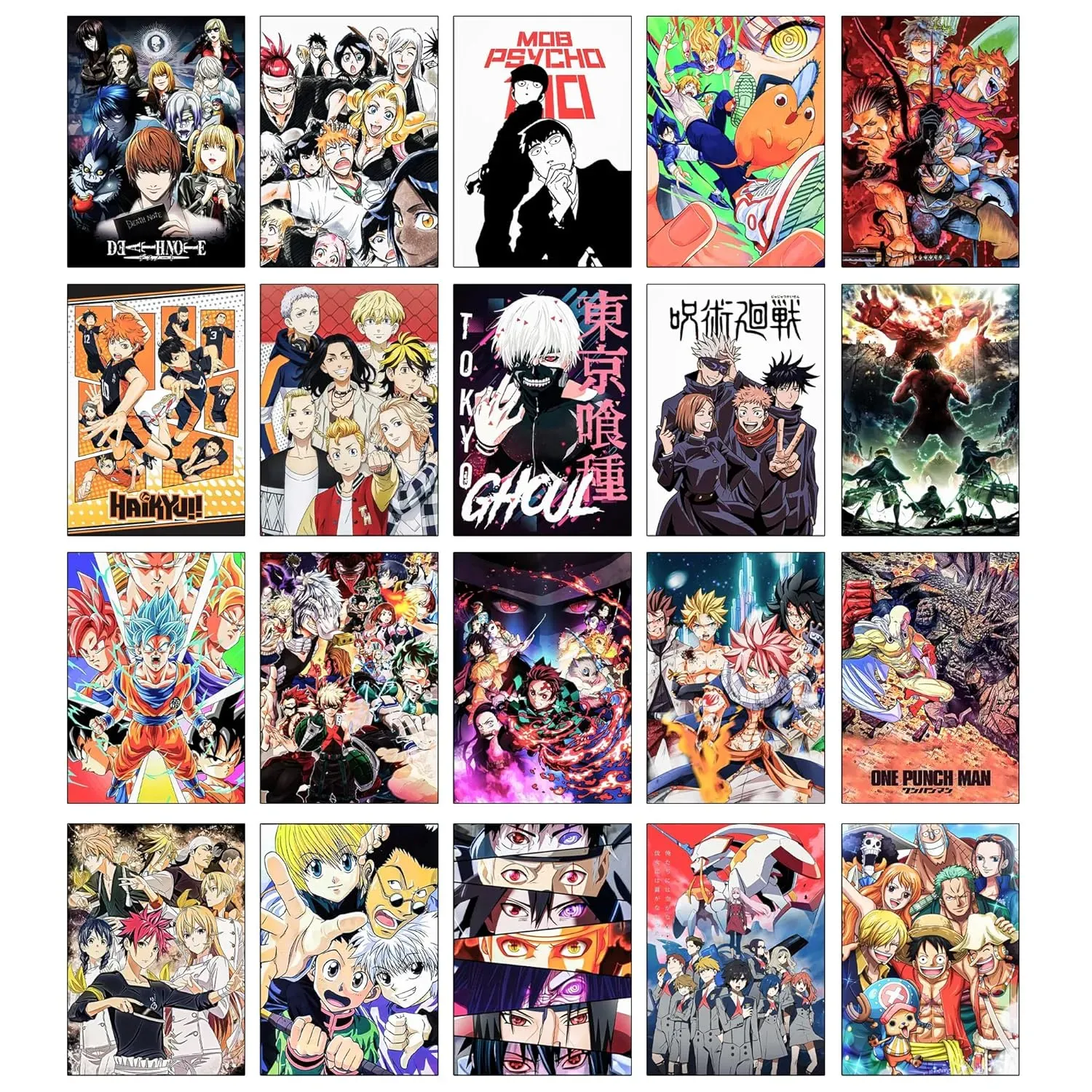 Thepaper9store Mix Anime Posters Set of 20 Wall Decor for Room